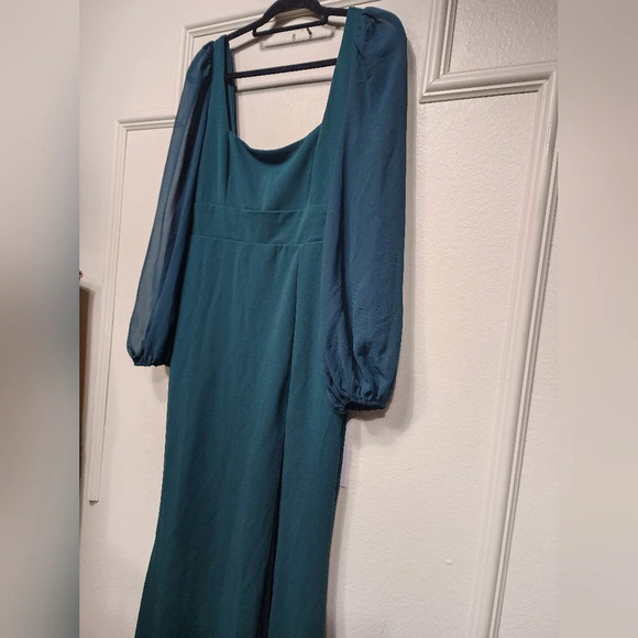 Lulus Absolutely Adored Emerald Green Long Sleeve Mermaid Maxi Dress L Wedding - Picture 8 of 10